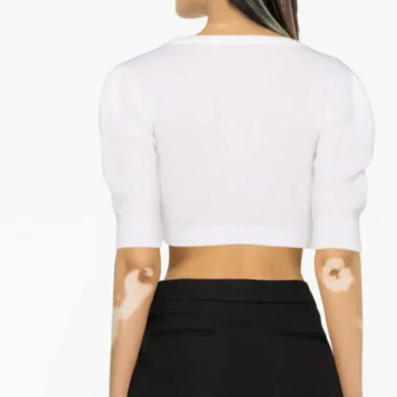Alessandra Rich Cropped Knit Top With Cameo - Picture 5 of 5